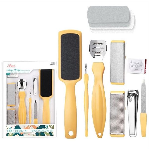 Inf Set Pedicure Da 10 Pezzi Per La Cura Dei Piedi Giallo-image