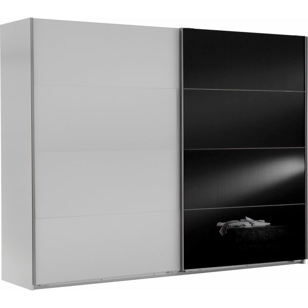 SchwebetüRenschrank Wimex "Easy", Schwarz-Weiß (Weiß, Schwarzglas), B:225Cm H:210Cm T:65Cm, SchräNke, SchwebetüRenschrank, Mit Teilglas-image