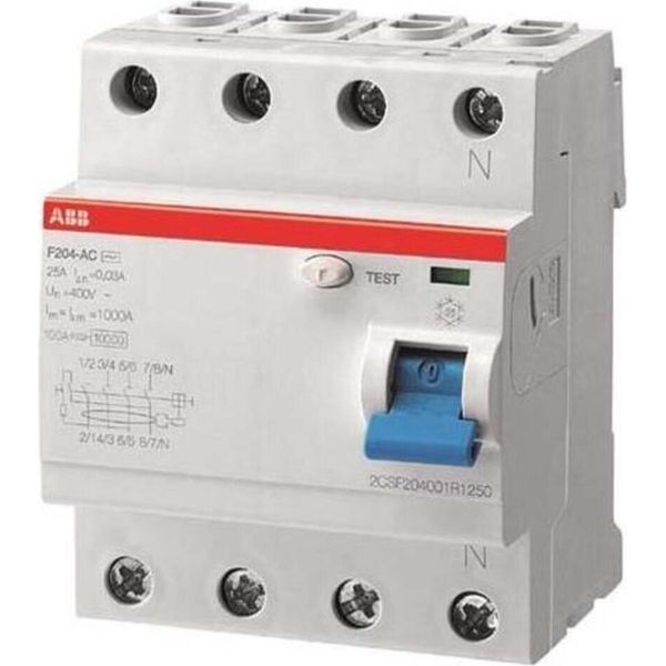 Abb F204 A-63/0,03 Residual-Current Device A-Type 4P Stromunterbrecher (2CSF204101R1630)-image