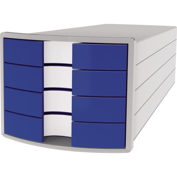 Han 1012-14 Cassettiera Impuls - A4/C4, 4 Cassetti Chiusi, Grigio Chiaro/Blu-image