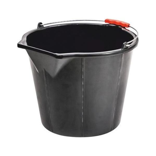 Secchio Recycled Strong 15 Litri, Da Costruzione, Con Beccuccio, Extra Resistente, Manico In Plastica, Nero-image