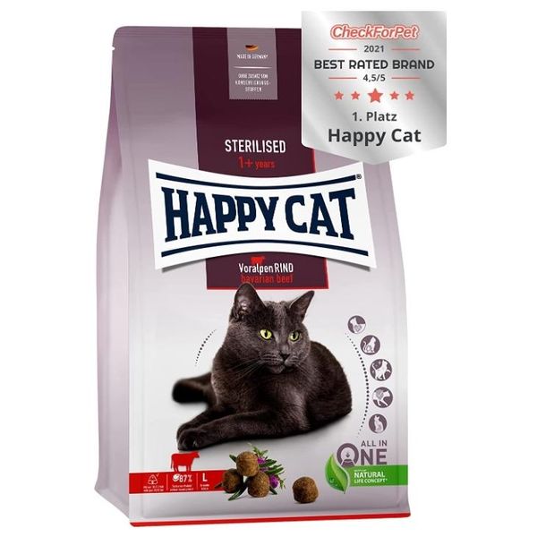 Happy Cat Adult Sterilised Voralpen Manzo Crocchette 300G-image