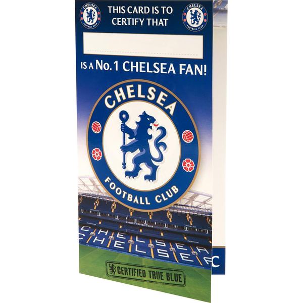Chelsea Fc - Biglietto Di Compleanno "No 1 Fan"" - Cartoncino TA2481 (Taglia Unica) (Blu)"-image