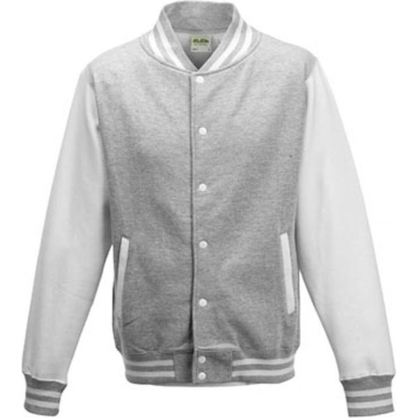 Just Hoods JH043 | Giacca Varsity / Giacca College - Colore: Heather Grey/White - Taglia: L-image