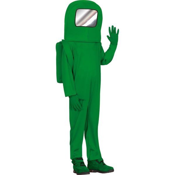 Costume Di Carnevale Da Astronauta Avventura Viaggio Spazio Eroe Gioco Azione Carnevale Esperienza Galassia Figura Escursione Astronauta Casco Spacetrip, Taglia: 110/116 Colore: Verde-image
