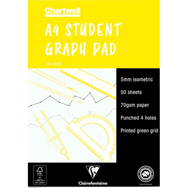 Clairefontaine 10X Blocco Di Carta Millimetrata Isometrica A4, 50 Fogli J424BZ-image