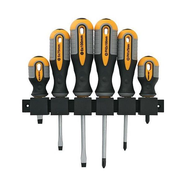 Set Di Cacciaviti Strend Pro SDX72-106, 6 Pezzi, Con Supporto A Parete, Piatti + Phillips-image