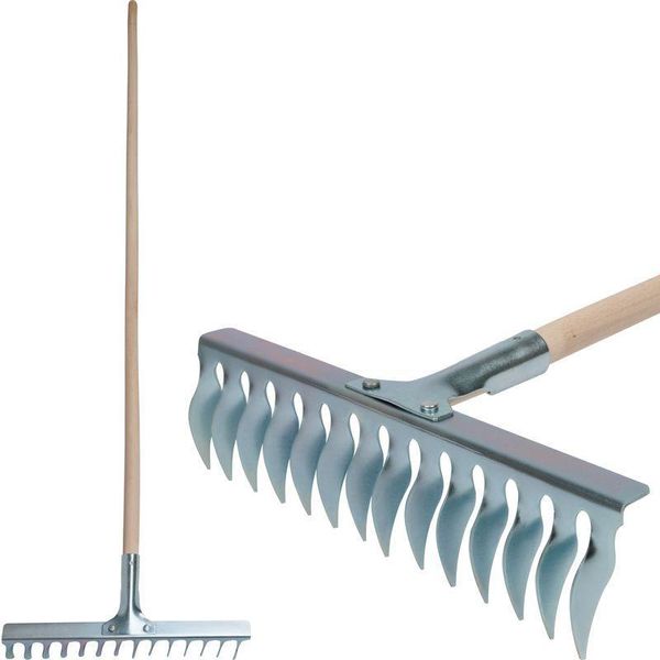 Rastrello Per Prato Strend Pro R108A.WH, 14 Denti, Aeratore, Verticut, Manico In Legno-image