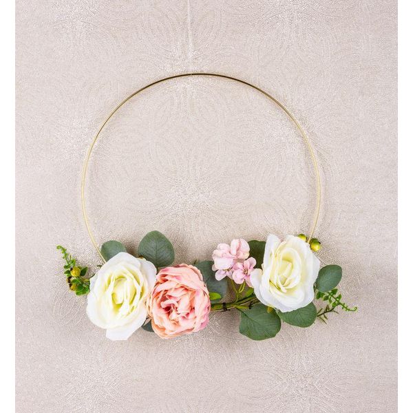 Decorazione Sospesa, 25 Cm, Fiori, Anello Dorato-image