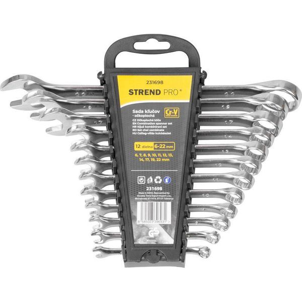 Set Di Chiavi Strend Pro HR31584, 12 Pezzi, Cr-V, 6-22 Mm, Combinate-image