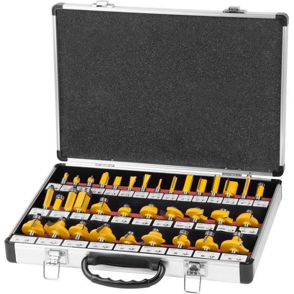 Set Di Frese Per Fresatrice Verticale Strend Pro GT453, 35 Pezzi, In Valigetta, Per Legno, 8 Mm-image