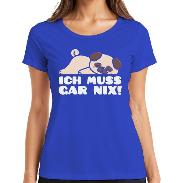 Non Devo Fare Niente Carino Carlino Dire Cane Amore Carlino Fan Regalo Signore T-Shirt, Blu, Xl-image