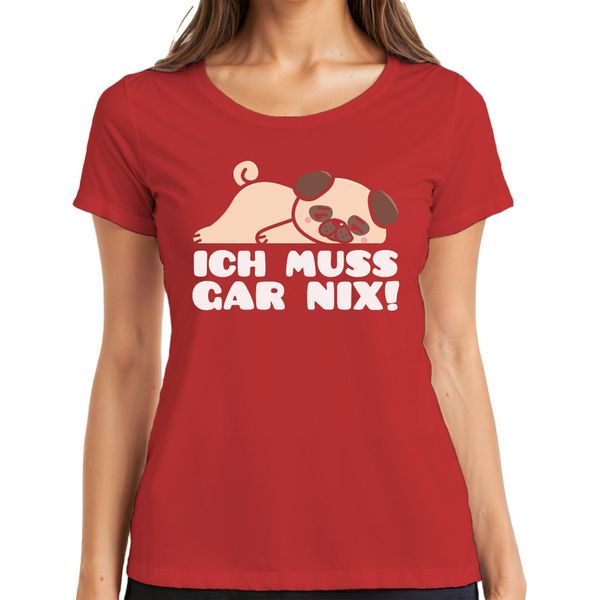 Maglietta Da Donna Con Scritta "Non Devo Fare Niente"", Rosso, 3XL, Con Scritta ""Carlino"", Amore Per Il Cane, Fan Del Carlino"-image
