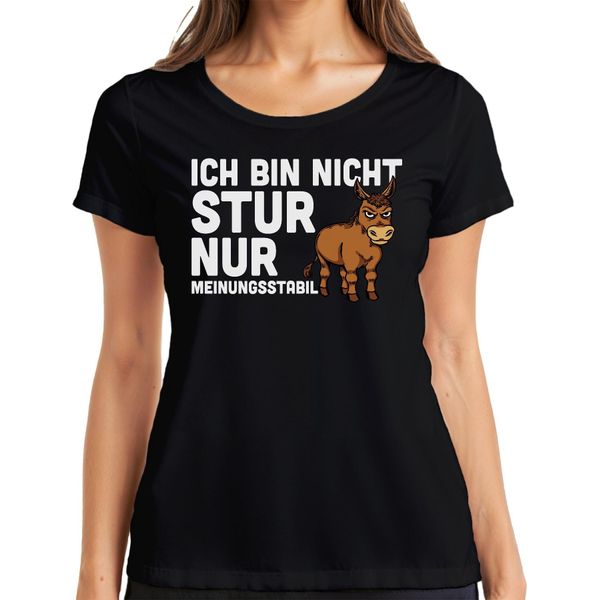 Non Testardo, Solo Supponente, Divertente Asino Che Dice Umorismo Regalo Maglietta Da Donna, Nero, Xl-image