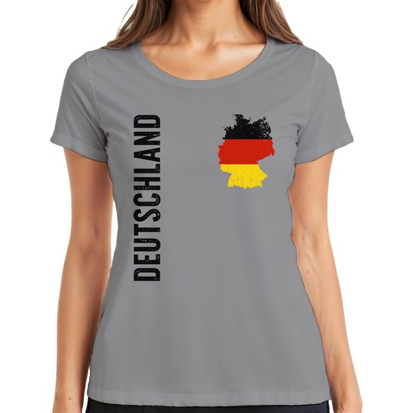 Maglietta Da Donna Della Coppa Del Mondo Di Calcio Con Bandiera Della Germania, Grigio, L-image