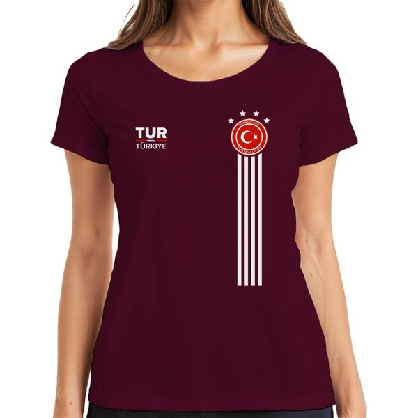 Maglietta Da Donna Della Coppa Del Mondo Di Calcio Della Turchia Maglietta Da Donna Della Coppa Del Mondo Di Calcio Della Turchia, Bordeaux, S-image