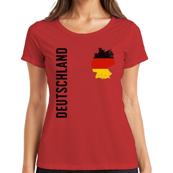 Maglietta Da Donna Della Coppa Del Mondo Con Bandiera Della Germania, Rosso, 3XL-image