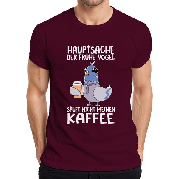 T-Shirt Da Uomo Early Bird Doesn't Drink My Coffee Coffee Lover Office Humour, Borgogna, L-image