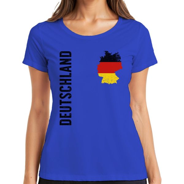 Maglietta Da Donna Della Coppa Del Mondo Di Calcio Con Bandiera Della Germania, Blu, 3XL-image