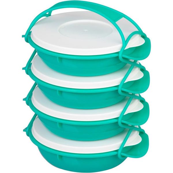 Portapranzo Magichome, Rotondo, 4 Pezzi, Colorato, 4X 1000 Ml, 22,4X20,5X29,5 Cm-image