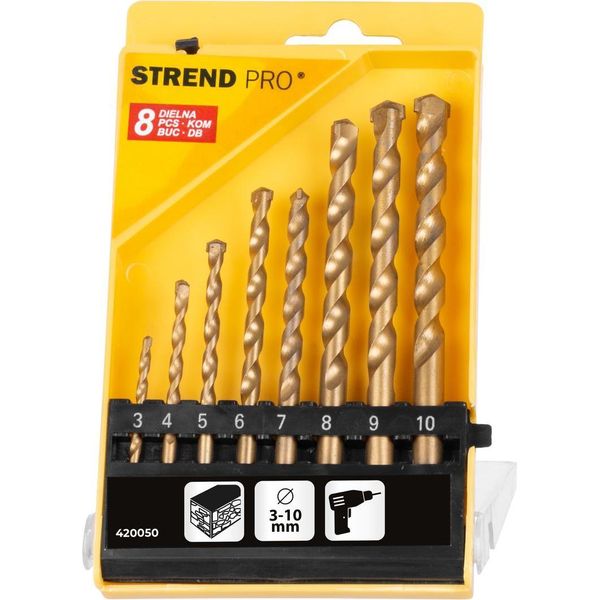 Set Di Punte Strend Pro FD023, 8 Pezzi, 3-10 Mm, Tin, Per Muratura-image
