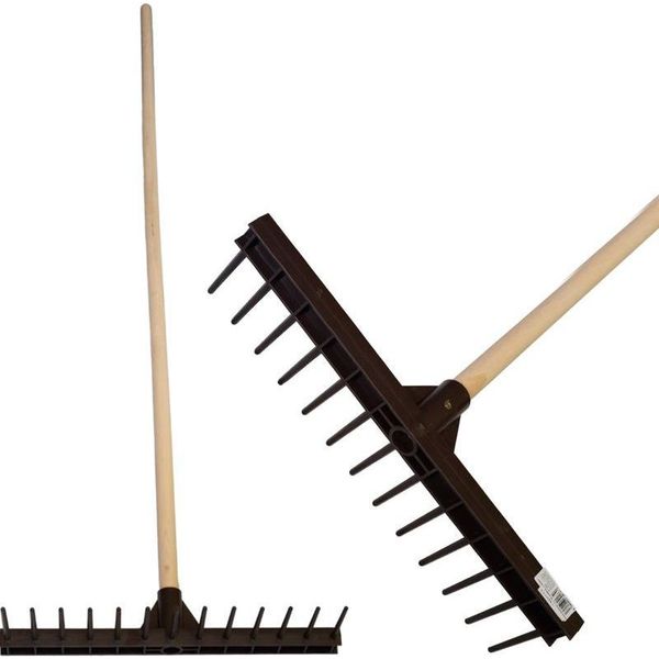Rastrello Per Fieno Dkp, 13 Denti, In Plastica, Per Foglie, Manico In Legno-image