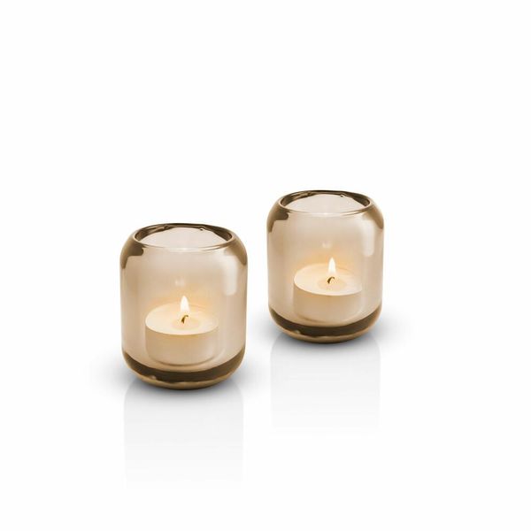 Eva Solo Portacandele In Vetro Hazel Brown, Set Di 2, Portacandele, Portacandele, Lanterna, Vetro Resistente Ai Raggi Uv, Marrone, H 8 Cm, 571395-image