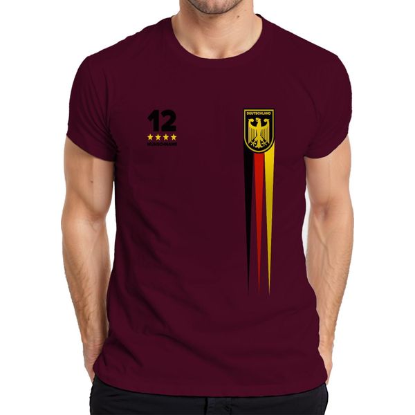 Germania Personalizzata Con Nome E Numero Desiderati Squadra Di Calcio Tifoso Aquila Coppa Del Mondo Campione Del Mondo Di Calcio Maglietta Da Uomo, Borgogna, M-image