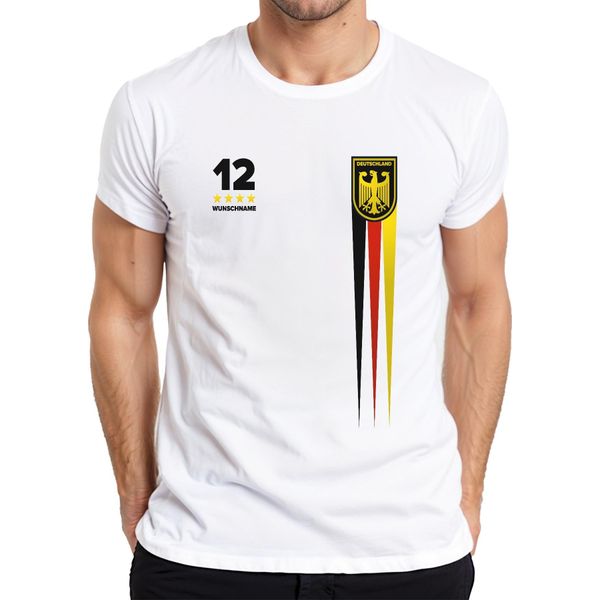 Germania Personalizzata Con Nome E Numero Desiderati Squadra Di Calcio Tifosa Dell'aquila Coppa Del Mondo Campione Del Mondo Maglia Da Uomo, Bianco, L-image