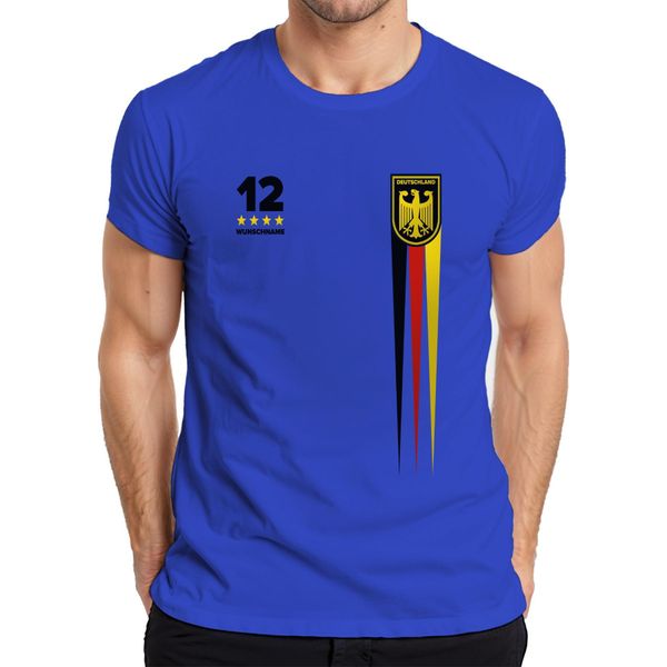 Germania Personalizzata Con Nome E Numero Desiderati Squadra Di Calcio Tifosa Dell'aquila Coppa Del Mondo Campione Del Mondo Maglia Da Uomo, Blu, S-image
