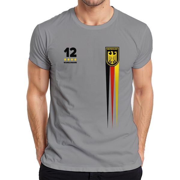 Germania Personalizzata Con Nome E Numero Desiderati Squadra Di Calcio Tifosa Dell'aquila Coppa Del Mondo Campione Del Mondo Di Calcio Maglietta Da Uomo, Grigio, M-image
