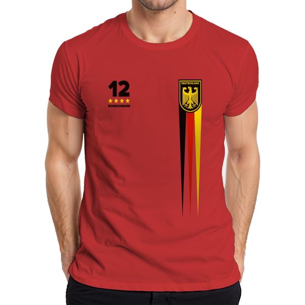 Germania Personalizzata Con Nome E Numero Desiderati Tifoso Della Squadra Di Calcio Aquila Coppa Del Mondo Campione Del Mondo Maglietta Da Uomo, Rosso, M-image