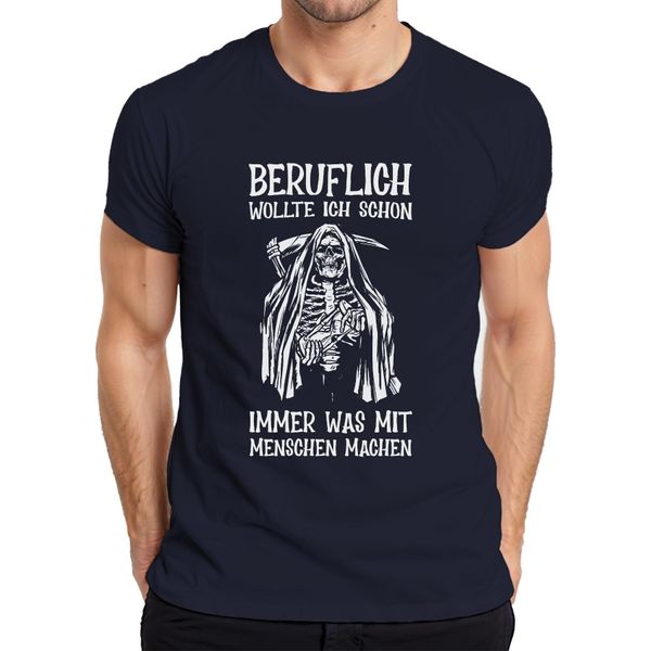 Professionalmente Volevo Lavorare Con Le Persone Maglietta Da Uomo Grim Reaper Humour Dark, Navy, L-image