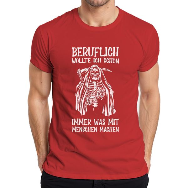 Professionalmente Volevo Lavorare Con Le Persone Maglietta Da Uomo Grim Reaper Humour Dark, Rosso, M-image
