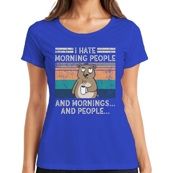 Odio Le Persone Del Mattino Le Mattine E Le Persone Kaffee BäR Vintage Grunge Maglietta Da Donna, Blau, L-image
