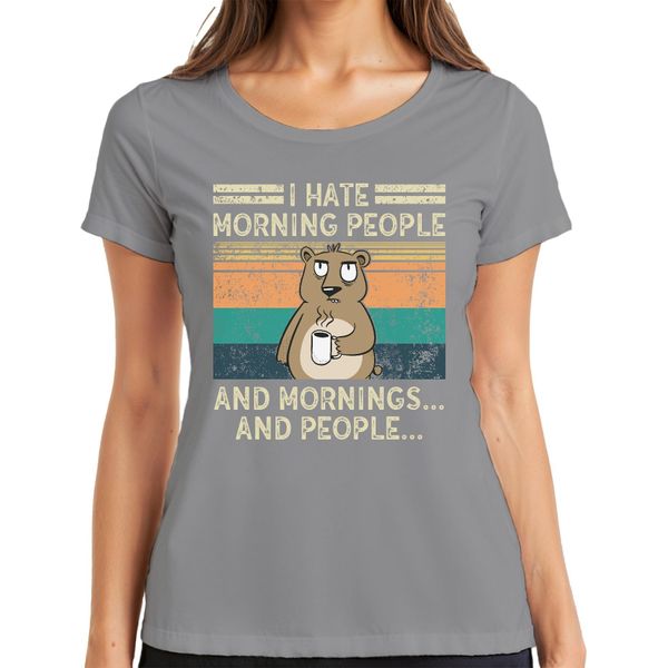 Odio Le Persone Del Mattino Le Mattine E Le Persone Kaffee BäR Vintage Grunge Maglietta Da Donna, Grau, Xxl-image