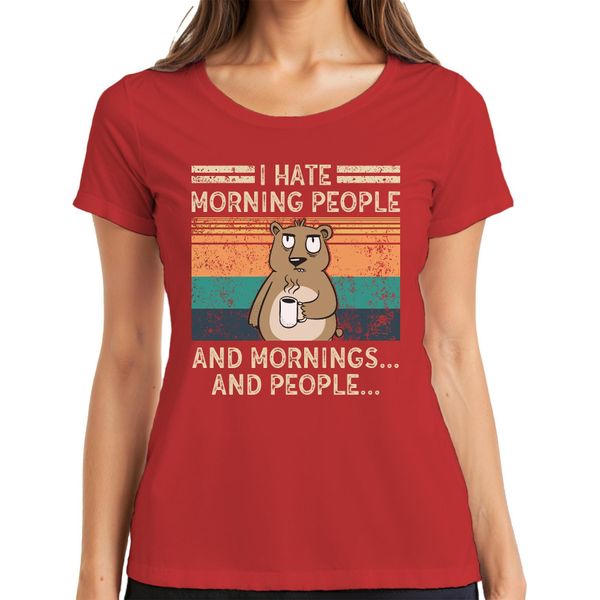 Odio Le Persone Del Mattino Le Mattine E Le Persone Kaffee BäR Vintage Grunge Maglietta Da Donna, Rot, M-image