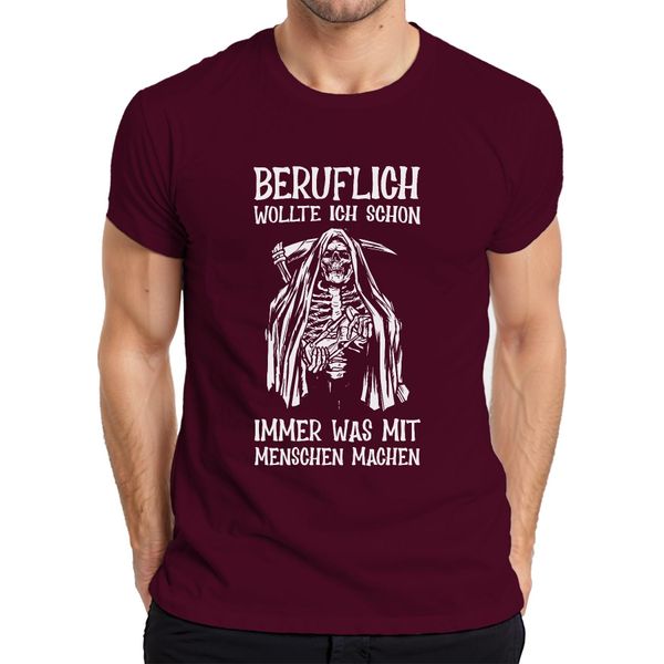 Professionalmente Volevo Lavorare Con Le Persone Maglietta Da Uomo Grim Reaper Humour Dark, Borgogna, M-image