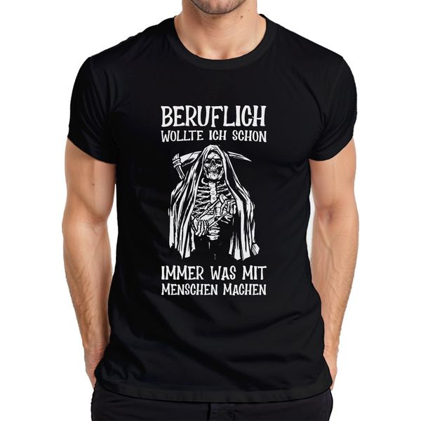 Professionalmente Volevo Lavorare Con Le Persone Maglietta Da Uomo Grim Reaper Humour Dark, Nero, M-image