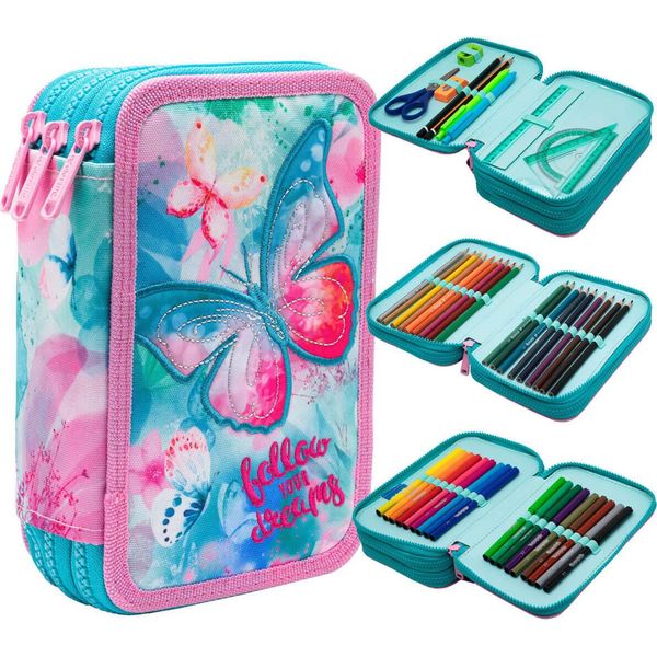 Coolpack Jumper Astuccio Per Matite A 3 Scomparti Astuccio Per Matite Per La Scuola Astuccio Per Matite A Farfalla-image