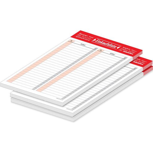 Pricaro Lista Della Spesa "Typo"", Magnetica, Rossa, A5, 50 Fogli, 3 Pezzi"-image