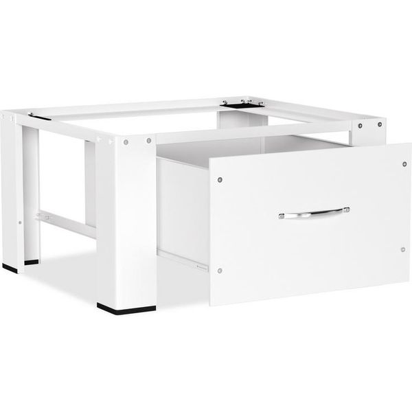 Base Lavatrice Yakimz Con Cassetto, Fino A 150 Kg Base Lavatrice In Acciaio Bianco-image