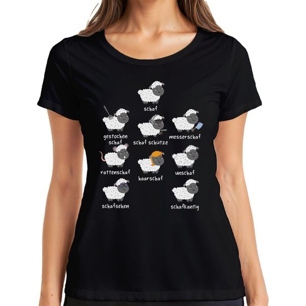 Detti Divertenti Sulla Pecora Giochi Di Parole Pecore Animali Umorismo Fattoria T-Shirt Da Donna, Nero, Xxl-image