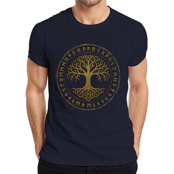 Maglietta Da Uomo Yggdrasil Tree Of Life Celtic Nordic Runes Mysticism Viking, Navy, L-image