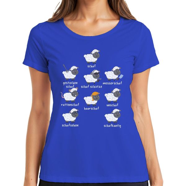Detti Divertenti Sulla Pecora Giochi Di Parole Pecore Animali Umorismo Fattoria T-Shirt Da Donna, Blu, Xl-image