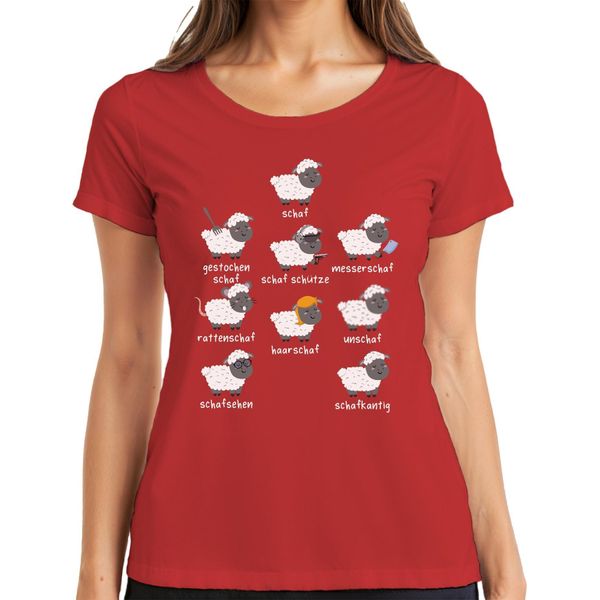 Detti Divertenti Sulle Pecore, Giochi Di Parole, Umorismo Sugli Animali Della Fattoria, T-Shirt Da Donna, Rosso, 3XL-image