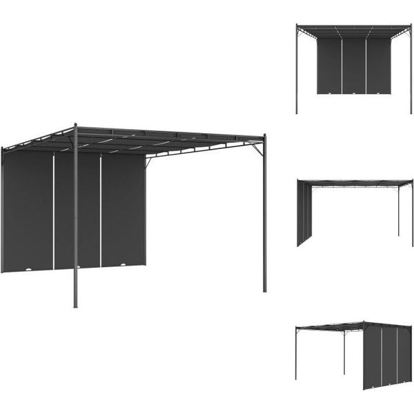 Vidaxl Padiglione Da Giardino Con Tenda Laterale 4X3X2,25 M Antracite - Padiglioni E Tende Per Feste-image