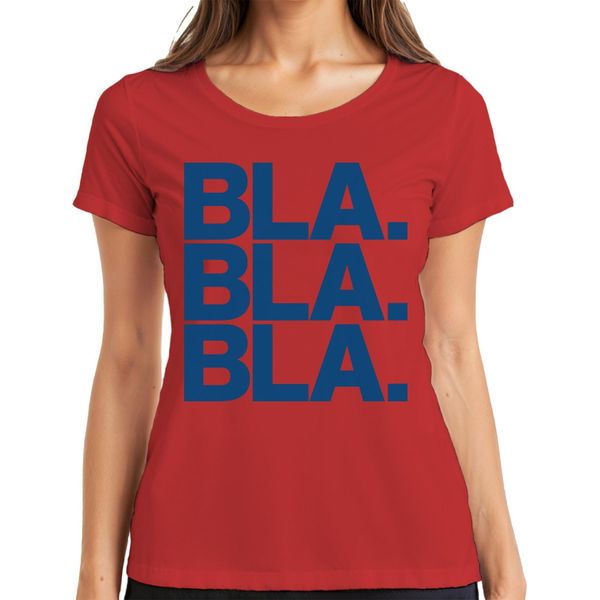 Bla Bla Bla Saying Sarcasm Humour Statement Minimal Ironic Ladies T-Shirt, Rosso, S-image