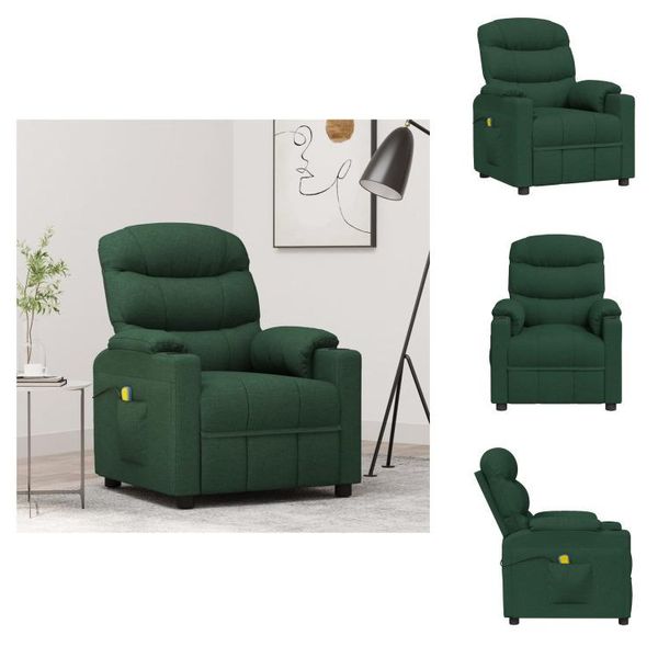 Vidaxl Sedia Da Massaggio In Tessuto Verde Scuro - Sedia Da Massaggio-image