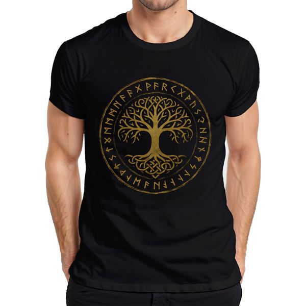 Maglietta Yggdrasil Tree Of Life Celtic Nordic Runes Mysticism Viking Uomo, Nero, S-image